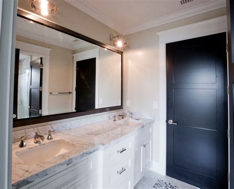 White Bathroom Vanity With Black Mirror Contemporary