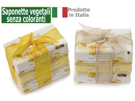 Saponette profumate x segniaposti e prezzo : Set 3 saponette vegetali al miele 100 gr cad con nastrino ...