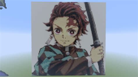 I Made A Pixel Art Of Tanjiro In Minecraft On Ps4 10000 Blocks
