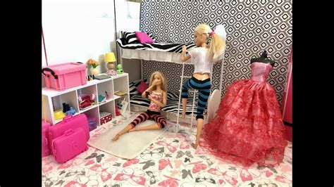 barbie morning routine bunk bed bedroom bathroom