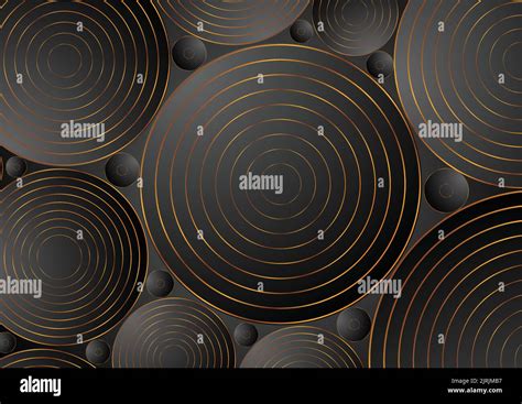 Black Bronze Circles Abstract Corporate Luxury Background Vector