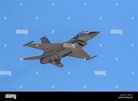 Airplane Us Military F 16 Fighter Jet Flying At 2016 Air Show Stock