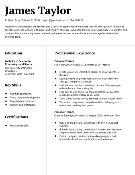 Personal Trainer Resume Examples And Templates For 2024