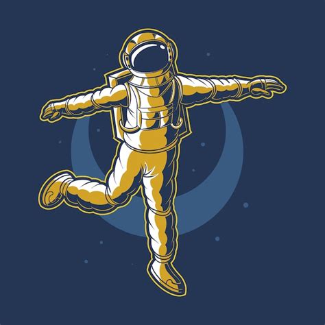 Astronauta Bailando En Vector Espacial Con Fondo De Luna Vector Premium