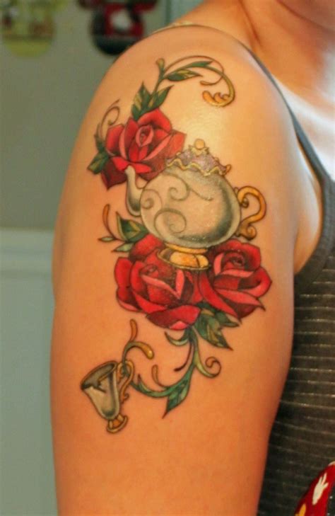 Want this but beast's hands wrapped around the glass like he's trying to protect it from breaking any further. Disney tattoo beauty and the beast | Disney Tattoos | Pinterest | Tattoo