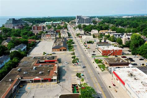 Aerial Of The Downtown Of Oakville Ontario Canada Stock Image Image