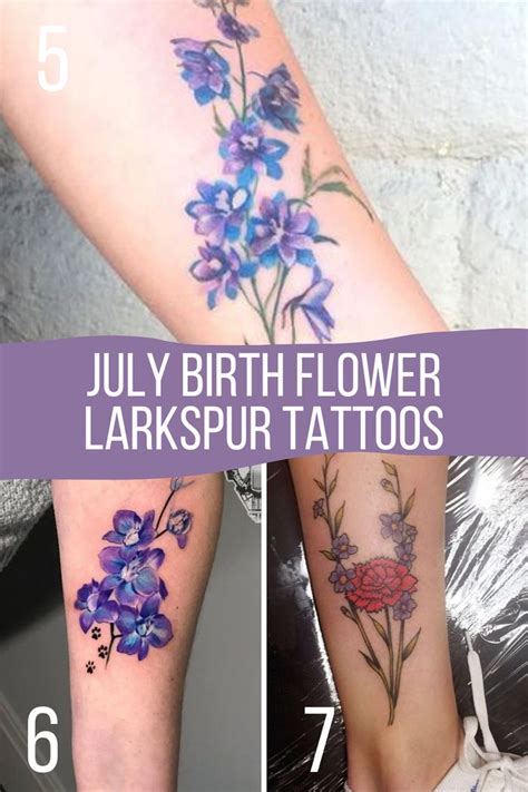 July Birth Flower Tattoos The Larkspur TattooGlee Birth Flower
