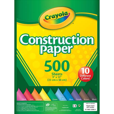 Crayola Construction Paper 500 Count In 10 Colors