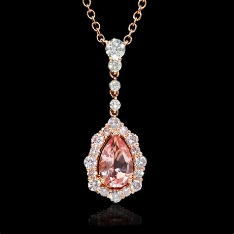 Morganite jewelry, loose morganite 23.65 carat. .90ct Diamond and Morganite 18k Rose Gold Pendant Necklace