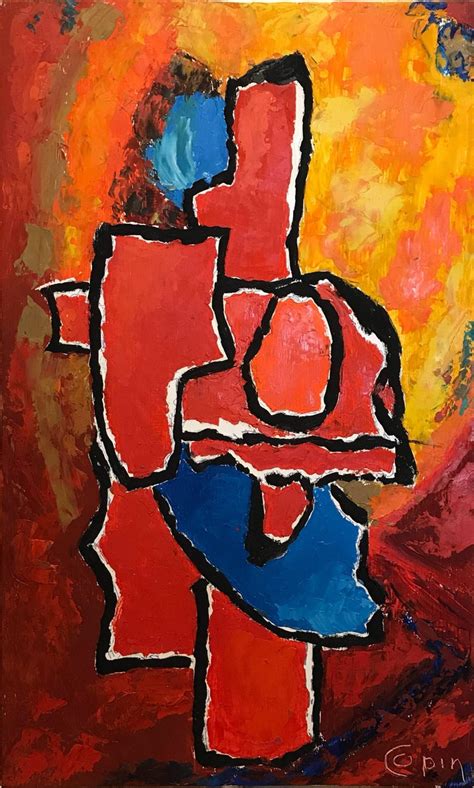 Andre Copin French Abstract Expressionist Oil Painting Bright Colors