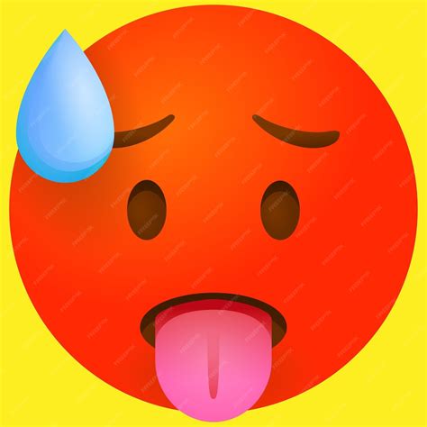 emoji visage rouge qui est chaud vecteur premium