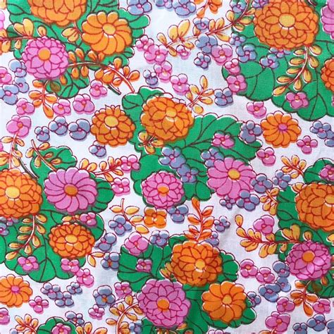 1960s Floral Fabric Retro Prints Floral Fabric Vintage Colors