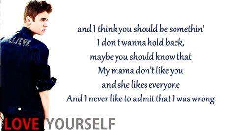 Justin Bieber 💖 Love Yourself Hd Lyrics Video Youtube