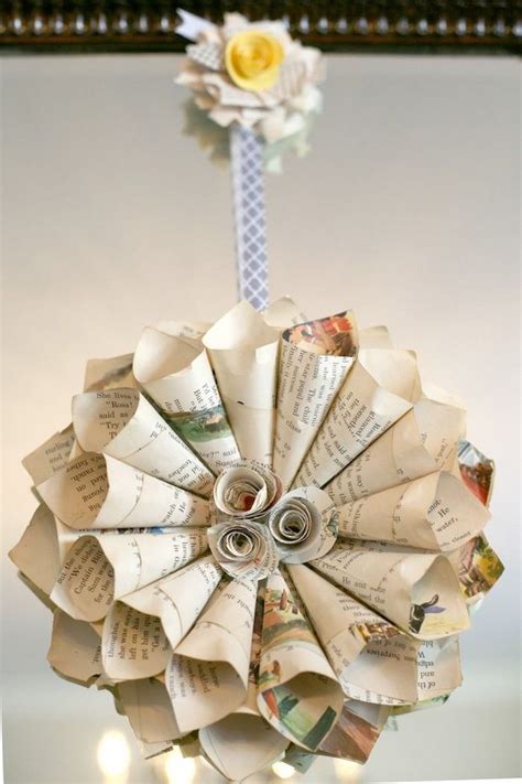 Book Page Christmas Ornaments  22 Upcycled Ideas