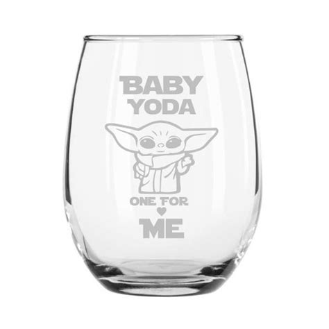 Mandalorian Baby Yoda One For Me Funny Deep Etched Wine Glass Etsy