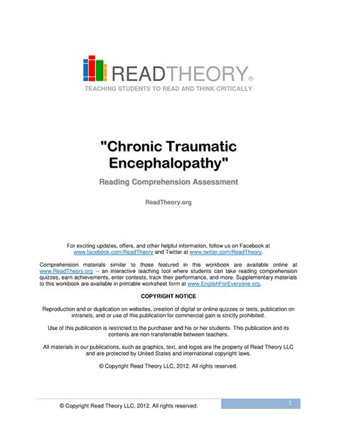 Chronic Traumatic Encephalopathy Free Sample READTHEORY TEACHING STUDENTS TO READ AND