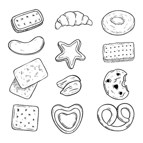 Premium Vector Delicious Biscuits Collection With Sketch Style