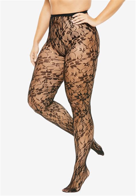 2 Pack Lace Tights By Comfort Choice Plus Size Hosiery Socks