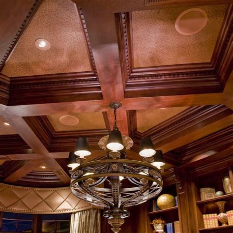 Coffered Ceiling With Leather Inserts Residential Interior Design