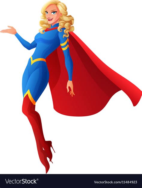 Beautiful Sexy Blond Superhero Woman Flying And Vector Image