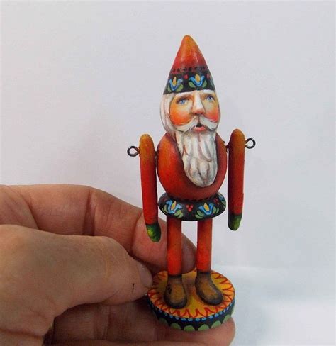 Lisa Scherer Folk Art Santa Christmas Elf Doll Miniature Santa Claus