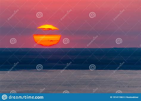 Beautiful Bright Red Sunset Over The Lake Stock Image - Image of river, ocean: 151411963