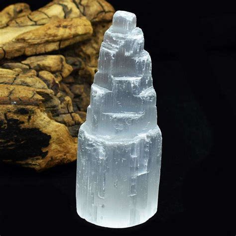 exclusive selenite carved healing crystal tower