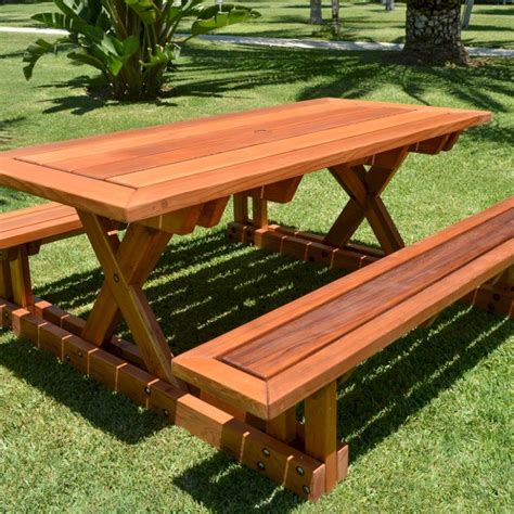 Chriss Picnic Table Options 6 L X 34 W California Redwood Standard Tabletop Rounded