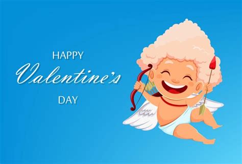 Premium Vector Happy Valentines Day Greeting Card With Cute Funny Cupid