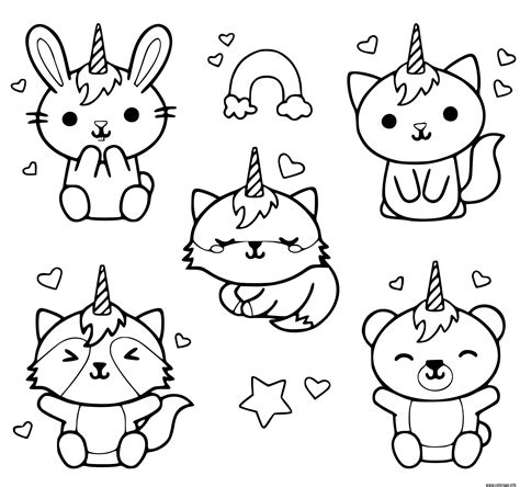 Coloriage chat en mo de licorne kawaii chaton  JeColorie.com