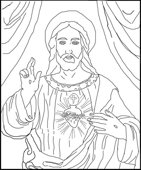 It is a starry night outside. Free Coloring Page ~ The Sacred Heart of Jesus | Heart ...