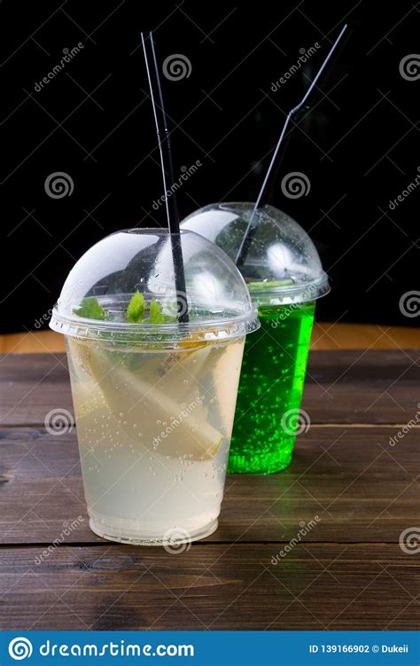 Soda Lemonade Drink In A Plastic Cup Stock Photo Image