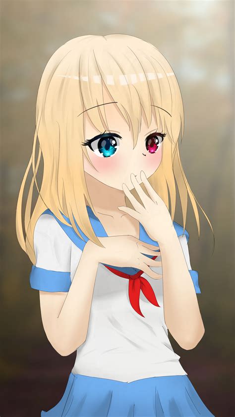 Download Wallpaper 2160x3840 Girl Heterochromia Sailor Suit Anime