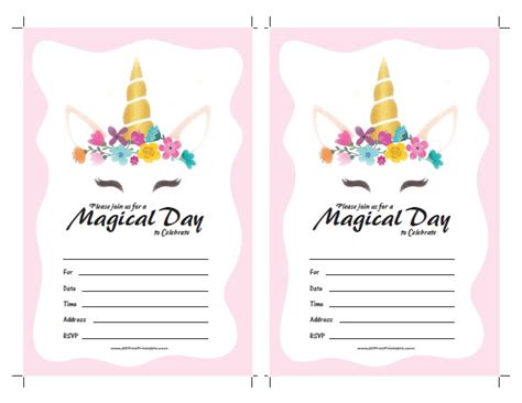 unicorn invitations free printable