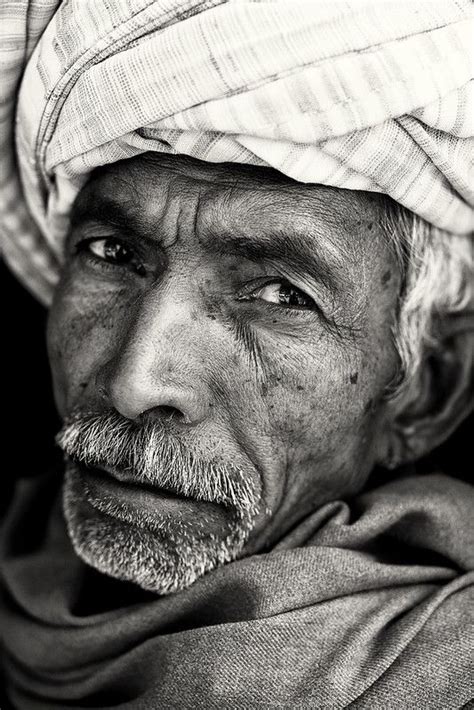 Old Rajasthani Man India Rajasthani Man Black And White Portrait