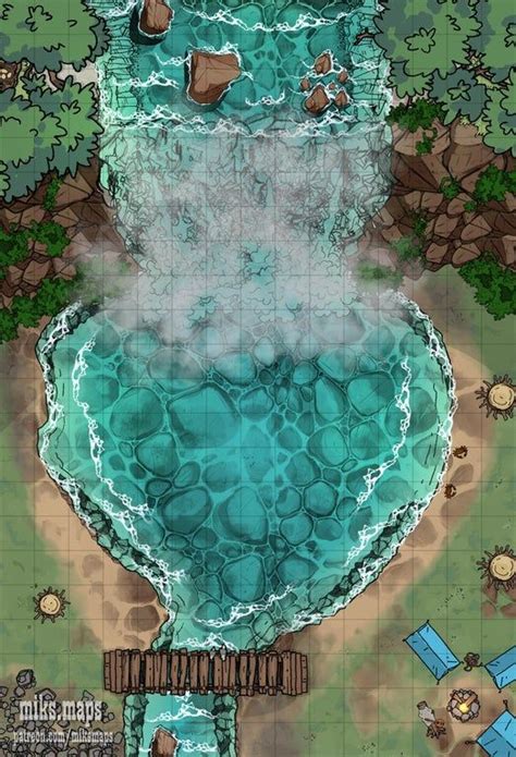 Camp Under The Waterfall 15x22 Battlemaps Dnd World Map Dungeon