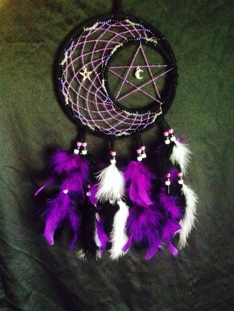 Black And Purple 7 Glow In The Dark Moon And Stars Dream Catcher