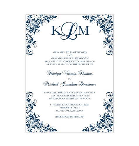 Blue Wedding Invitation Templates Free Download Sifdesign