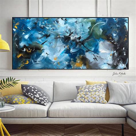 Extra Large Wall Art Blue Wall Decor Textured Abstract