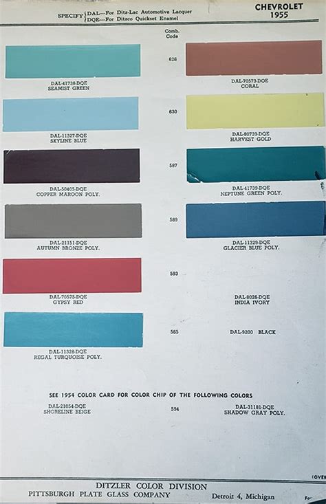 1955 Chevy Factory Colors