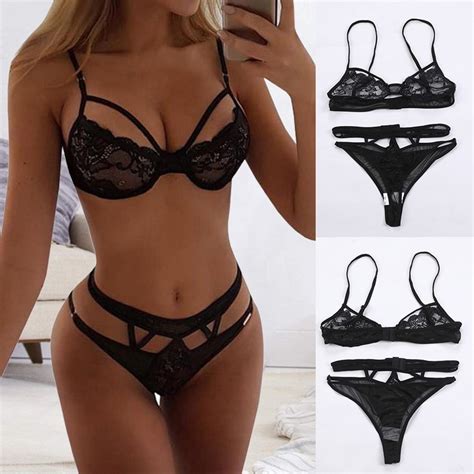 Hollow Underwear Women Lace Sexy Lingerie Set Ladies Tied Up Sexy
