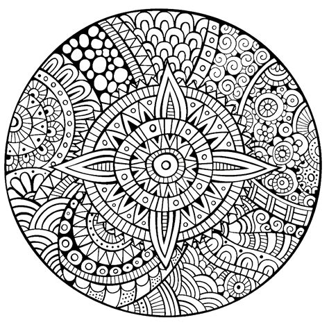 Mandala Star Thick Lines Mandalas Adult Coloring Pages