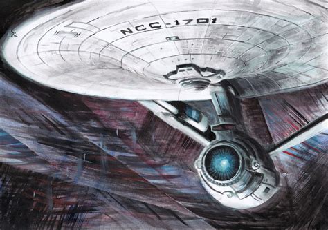 Star Trek Art Painting Of The Starship Enterprise A4 Etsy