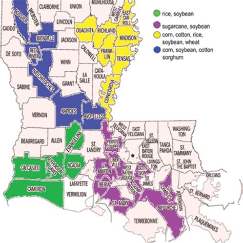 Parishes Of Louisiana With Major Crops Grown Surveyed For Determining