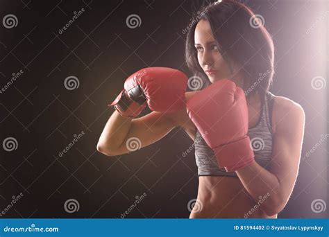 Boxer Woman With Red Boxing Gloves On Stock Photo Image Of Athlete