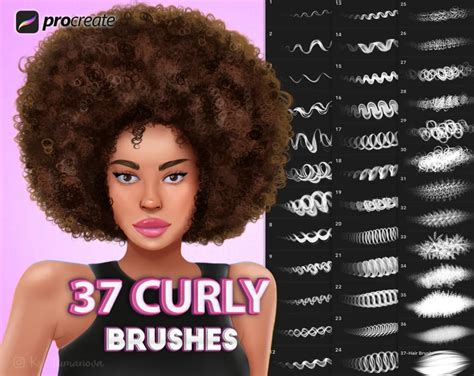 Procreate Curly Brushes Procreate Wavy Hair Brush Hair Brush Etsy Hair Brush Set Curly