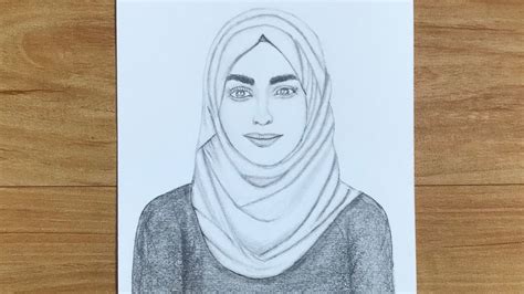 a girl with hijab pencil sketch how to draw a hijab girl youtube