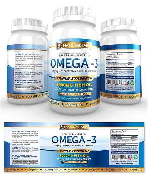 Omega-3 Fish Oil Supplement Label Template | Suplementos alimenticios