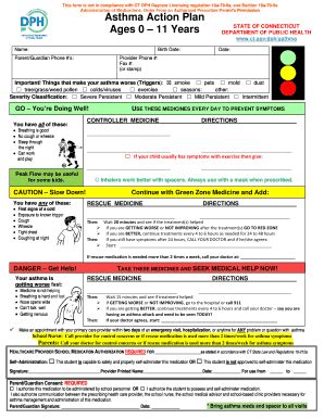 Asthma Action Plan Fill And Sign Printable Template Online