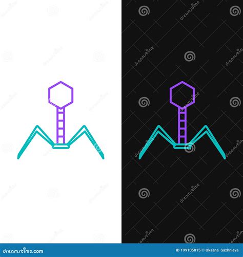 Line Bacteria Bacteriophage Icon Isolated On White And Black Background